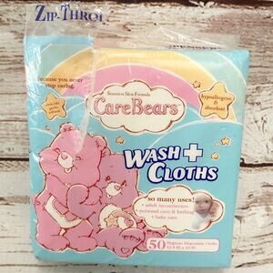 CARE BEARS Disposable Wash Cloths 50 Count Vintage NOS Sensitive